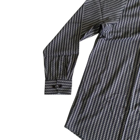 Azaro Uomo Men's Size 2XL Slim Fit Long Sleeve Geometric Button Up Stretch Shirt - Picture 12 of 16